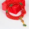 Bracelet en corail rouge, perles en pierre naturelle, collier mala, chapelet de prière bouddhiste, bracelets de méditation bouddha, 108