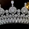 Yeni Gümüş Düğün Saç Aksesuarları Lüks Gelin Kafa Baş Bandı 3A Crown Kübik Zirkonya Düğün Aksesuarları Gelin Partisi Jewel8225343