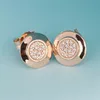 Luxury Rose Gold Plated Stud Earring med originalbox för 925 Sterling Silver Cz Diamond Pave Disc Earring för kvinnor Girls2443347