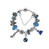 Gros-925 Argent Murano Princesse jupe pendentif Charmes Européens Perles Sécurité Chaîne Bracelet Convient Pandora Charm Bracelets