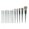 13 pçs / set verde maquiagem profissional escovas portáteis cosméticos completos compõem escovas ferramenta Foundation Eyeshadow Lip Brush