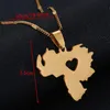 Collana con ciondolo mappa Venezuela in acciaio inossidabile Gioielli con cuore mappa venezuelana