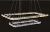 リビングルームのための贅沢なサイレントペンダントランプスクエアシャンデリアライト2層クリスタルドロップライトのダイニングルームのレトララント照明器具