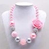 Flor-de-rosa meninas Chunky Bubblegum Colar Beads bebê Crianças colares de pérolas Choker de jóias para crianças do presente do partido