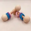 Wooden Teether Bells Wood Rattles 2 Style Soother Baby Nursing Accessories Montessori Toys Shower Gift Baby Ring Rattle Toys