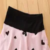 Saint Valentin Enfants Vêtements Ensembles Fille Amour Coeur Imprimé Sweat Top + Amour Jupe Pantalon 2 pièces/ensemble Tenues Boutique Enfants Vêtements M1013