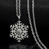 Fashion Crystal Zircon Snowflake Flower Pendant Necklace For Women Luxury Sweater Necklaces Nice Party Jewelry Christmas Gift