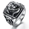 Men039039S smycken gotisk tribal amerikansk indisk rostfritt stål ring klassiker punk Biker Band Silver Black av Mate Ri2077142