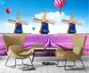 3d Tapeta Kwiat Marine Lavender Holenderski Windmill Wallpaper 3d na ścianie Kryty TV Tło Dekoracje ścienne Tapeta