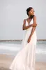 Abiti da sposa semplici da spiaggia 2019 Spaghetti estivi Sexy scollo a V profondo Abiti da sposa Backless Chiffon Appliques in pizzo Abiti da sposa economici