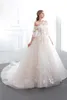 2019 Romantic Designer Off The Shoulder Light Champagne Trouwjurken Goedkope Arabische Kant Trouwjurk Kerk Bruidsjurken CPS1003