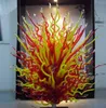 Modern Hand Blown Glass Standing Floor Lamps Red and Yellow Blown Glass Sculpture for Garden Art Decoration Murano Glass Standing Sculptures