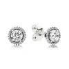 Klassiek ontwerp Ronde CZ Diamond Stud OORBEL set Originele doos voor Pandora 925 sterling zilveren oorbellen Mode-accessoires