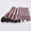 12 Pcs Kit de pincéis de maquiagem cor De Champagne lidar com nylon macio cabelo para paleta da sombra solto pó cosméticos DHL Livre make-up ferramentas