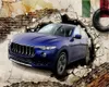 Papier peint 3d salon voiture bleue atmosphérique mur cassé personnalité 3D HD décorations intérieures supérieures papier peint