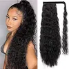 Long Corn Wave Ponytail Extension humain Wavy Ponytail for Women Black Cury Wrap Around Black Ponytail Clip in Hairpiece Heat