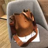 Femmes sac de messager seau sac à bandoulière grande capacité vintage mat en cuir PU dame sac à main bolsos mujer Black203i