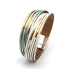 Meerlaagse metalen behuizing Gouden armband voor dames Mode-sieraden Lederen charme Ronde wikkelarmbanden Cadeau-accessoires