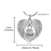 Papa Angel Wing Urn ketting voor as hart crematie Memorial aandenken hanger ketting sieraden met vulkit en Gift216r