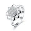 EPACKET DHL Plaqué Sterling Silver Sun Flower Zircon anneau DHSR733 Taille des États-Unis 8; Plaque d'argent à la mode 925 de la mode Trois anneaux de pierre bijoux