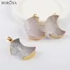 Borosa 5/10 Ad Crescent Doğal Akik Dilim kolye kolye Altın Ay Druzy Kristal Kolye Bildirimi Kadınlar G1963-N