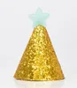 Gold Glitter parlak üst şapkalar yetişkin çocuklar mini koni şapkalar doğum günü partisi kapağı düğün kutlama parti foto pervane zemin