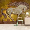 ドロップシップカスタム任意のサイズの抽象的な3Dステレオスピックリリーフリビングルームスタディルームのための馬の壁絵画寝室の壁の壁画wa1181803