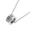 Wholesale-B.Zero1 s925 Sterling Silver Full Crystal Three Layer Round Cylinder Pendant Necklace For Women Jewelry