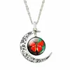 Moon Necklace Galaxy Planet Glass Cabochon Picture Silver Half Statement Chain Choker Necklaces & Pendants