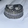 Choucong Luxury Arc Shape Ring Vitguld Fylld Ovala Diamant Engagement Bröllop Band Ringar För Kvinnor Bröllop Finger Smycken