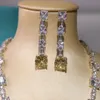 Mode Trend High Yellow Diamond Earrings Prom Party Superior Quality Celebrity Earrings Silver Needle Anti Allergy317Q