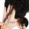 Afro Kinky Curly Hair Bun Wrap Drawstring High Puff Ponytail Short Updo for Natural Hair With 2 Clips #4