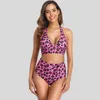 Mulher biquíni sexy leopardo duas peças plus size fatos de banho feminino conjunto de biquíni cintura alta 2020 novo s3xl maiô halter topo swimwear5776798