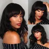 Ishow Short Bob Wigs Straight Human Hair Wigs with Bangs Loose Body Peruvian None Lace Wigs Indian Hair Malaysian