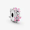 New Arrival 100% 925 Sterling Silver Pink Daisy Flower Clip Charm Fit Original European Charm Bracelet Fashion Jewelry Accessories