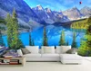 Papel de parede para paredes 3 d para sala de estar neve montanha lago cenário tv fundo parede