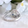 2020 Pierścienie Vintage Moda Biżuteria 925 Sterling Silver Poduszka Kształt Niebieski Sapphire CZ Diamentowe Kamienie Szlachetne Kobiety Wedding Bridal Ring Set
