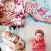 Newborn Floral Swaddle Blanket Baby Boys Girls Sleeping Bag Wrap Headband Cloth Set 0-12M Baby Photography props 13 Styles Free Shipping