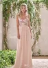 2019 Sparkly Rose Gold Sequin Country Style Bridesmaid Dress Chiffon Maid of Honor Dress Wedding Guest Gown Custom Made Plus Size