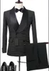 Beau point noir homme robe de soirée bal Blazer manteau pantalon ensembles costumes d'affaires marié smokings (veste + pantalon + nœud papillon) K 68