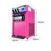 1200W sorbetière 3 saveurs machine à crème glacée molle 18L/H jaune/rose/acier inoxydable crème glacée au yaourt R22 CE