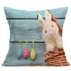 Pâques Taie d'oreiller Lapin avec les oeufs Home Décor oreiller Couvre draps en coton lapin mignon Throw Coussin Taie d'oreiller Couverture