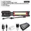 LED Flashlight Built-in 5000mAh lithium battery With XHP70.2 + COB LED Super bright waterproof Camping light