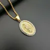 Virgin Mary Pendants Neckalce Guld Silver Rostfritt Stål Jungfru Maria Runda Hängen Halsband För Män Kvinnor Jewerly