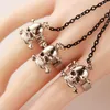 2 In 1 Bracelet Ring Punk Rock Wide Bracelets Siamese Rings Heart Wings Skeleton Alloy Artificial leather Personality Designer Men's Jewelry