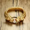 316L Edelstahl Männer Dragon Kopf Gold Armband Persönlichkeit Coole Knochenketten Jungen Hip Hop Rock Bangle Männliche Punk -Klammer Lace7333275