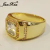 Vintage guldfärg Stora bröllopsringar för män Luxury Square Diamond Ring Fashion Geometric Smycken Bröllopsband