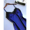 lingerie porno Women Sleepwear Sleeveless Strap Nightwear Lace Trim Satin Cami Top Pajama Sets women pajamas sexy @8