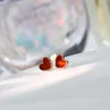 Fashion-2020 spring and summer series S925 sterling silver plated 18K gold red agate love earrings fashion ladies earrings