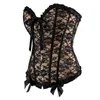 Frill Lacy Corset Top Women's Sexy Plus Size S-6XL Burlesque Jacquard Lace Overlay Lace-Up Overbust Club Dance Party Corset B252P